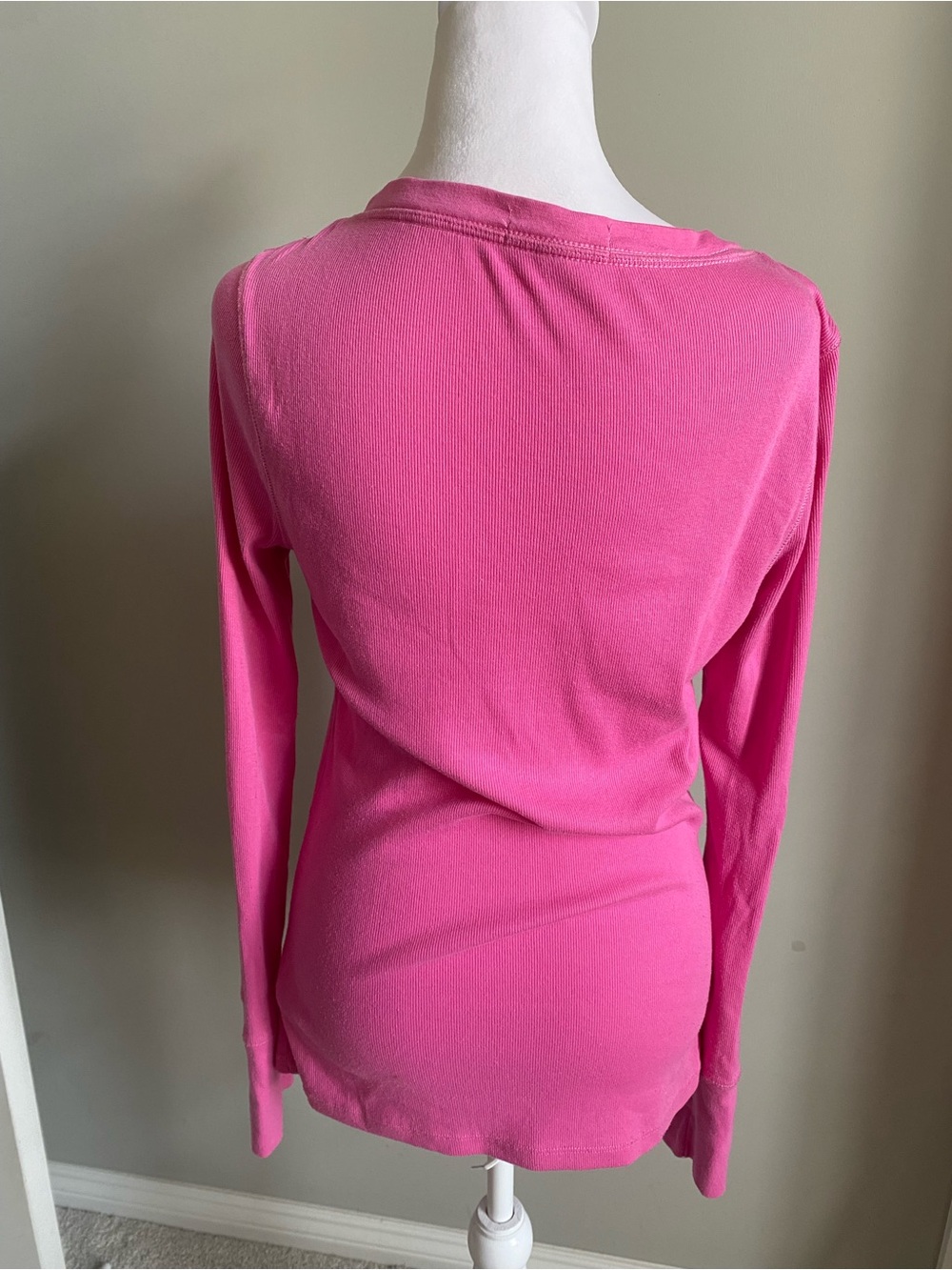Vintage Aeropostale Pink Long Sleeve Ribbed Henley XL - Picture 3 of 6